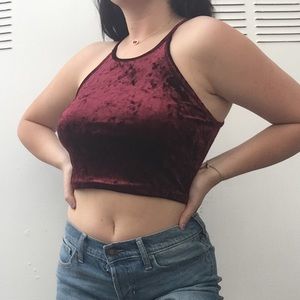 Maroon Velvet Halter Top